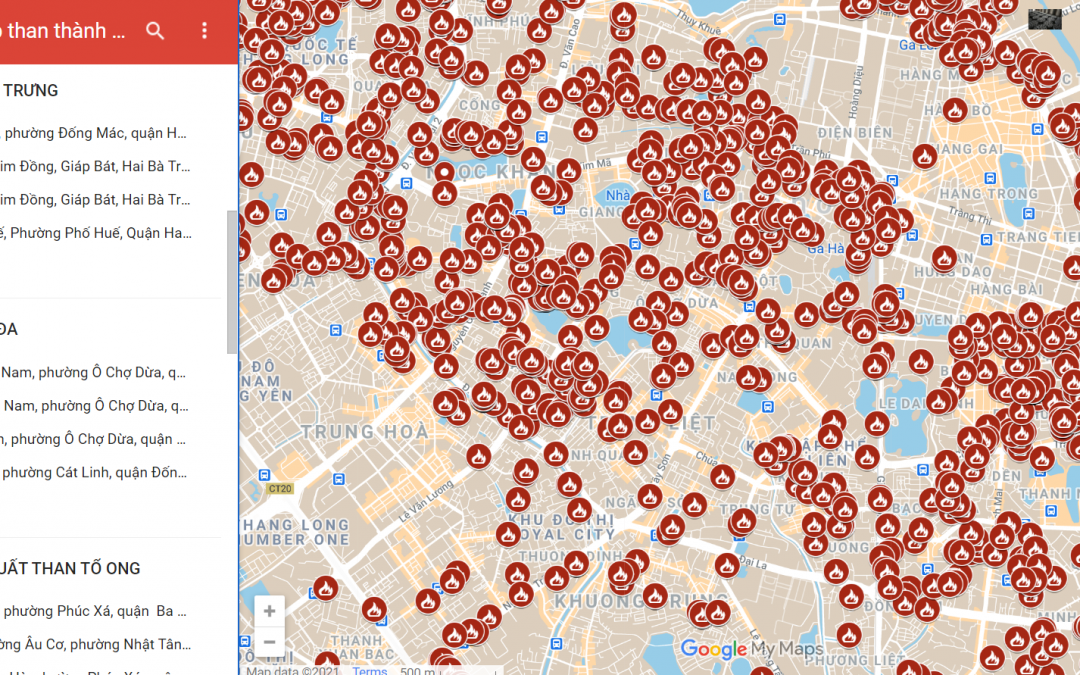 [21/5/2021] Bản đồ theo dõi các nguồn phát thải gây ô nhiễm không khí trên nền tảng Google Maps